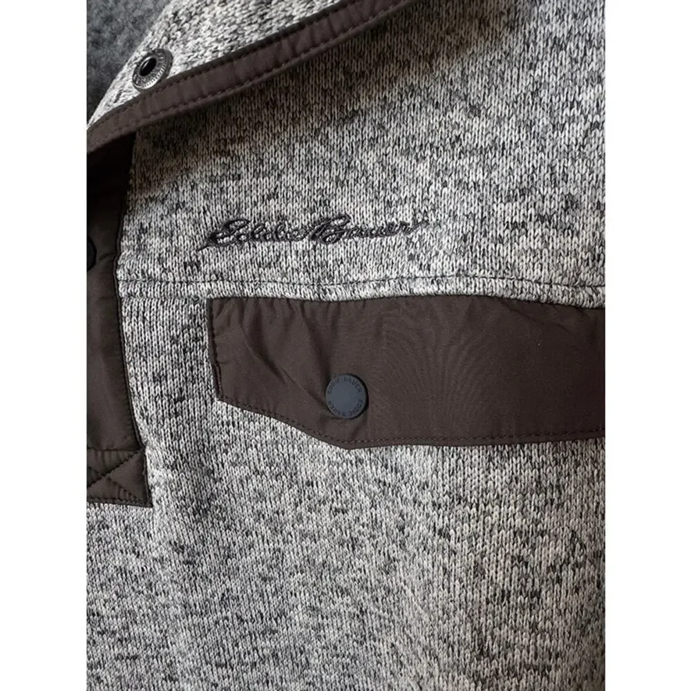 Eddie Bauer‎ Grey Convector Snap Pullover Men's Long Sleeve Fleece NWT (L)